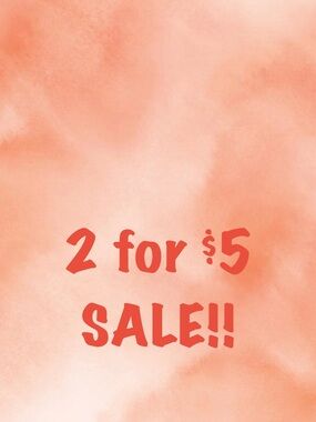 2 for $5 Sale Graphic - Coral Text on Peach Watercolor Background